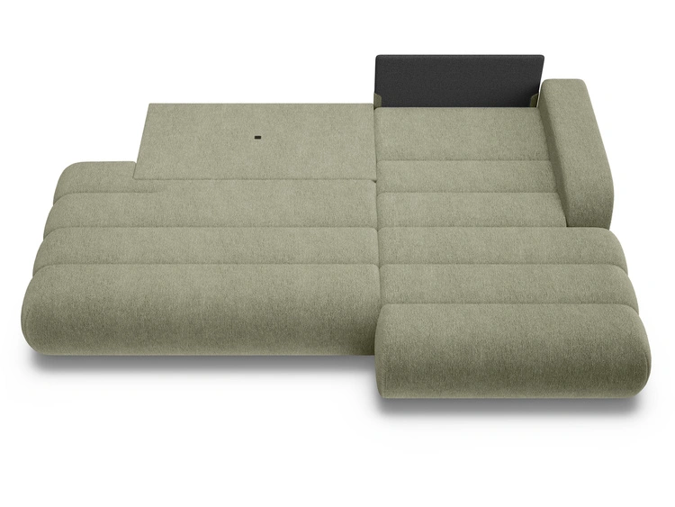 Ecksofa L-Form mit Schlaffunktion und Bettkasten Lisso Rechts Grün
