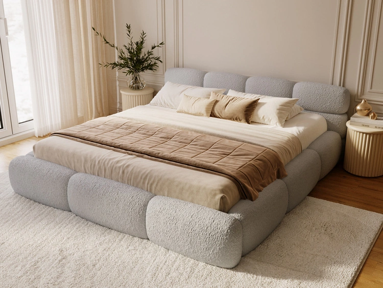 Polsterbett mit Bettkasten und Bettrost 200x200 Sweet Low Grau