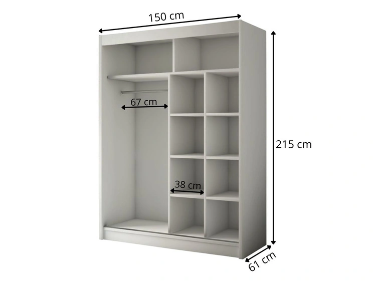 Schiebetürenschrank mit Spiegel 150 cm mit LED-Beleuchtung Portel Schwarz