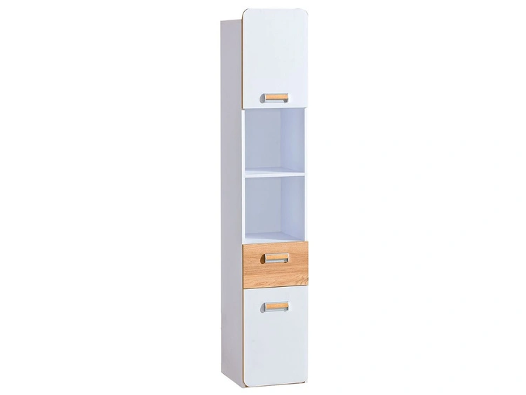 Bücherregal mit Schublade für ein Teenagerzimmer Lindo Weiß, Nash Eiche