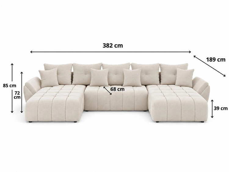 Wohnlandschaft mit Schlaffunktion und Bettkasten Decor U Beige