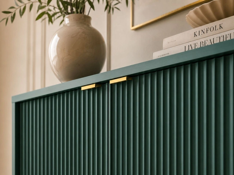 Kommode mit Türen Amber Grün, Gold Frame