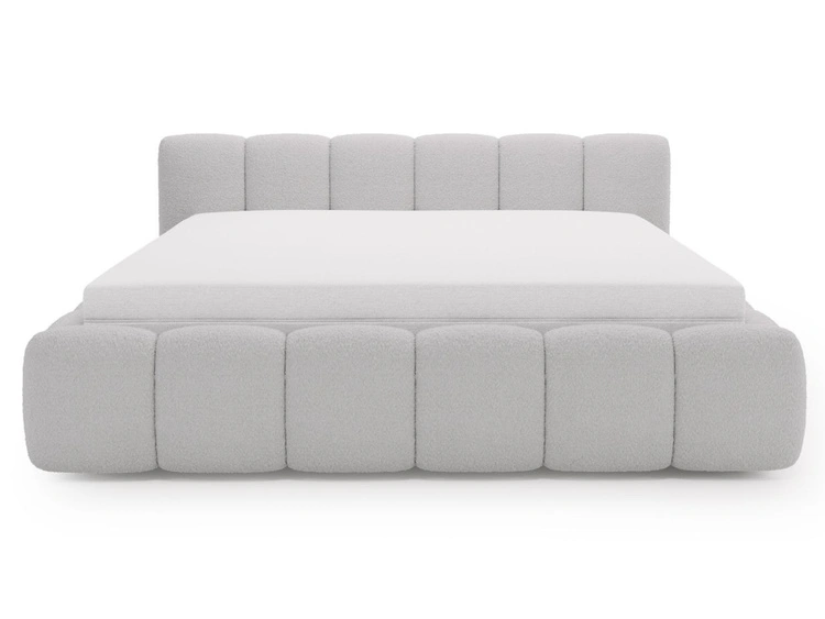 Polsterbett ohne Bettkasten mit Lattenrost 200x200 Cloud Low aus Bouclé-Stoff Grau