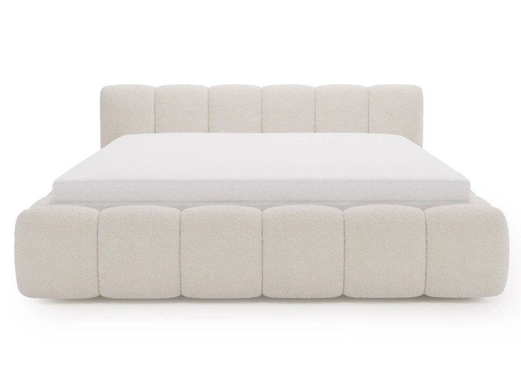 Polsterbett ohne Bettkasten mit Lattenrost 200x200 Cloud Low aus Bouclé-Stoff Beige