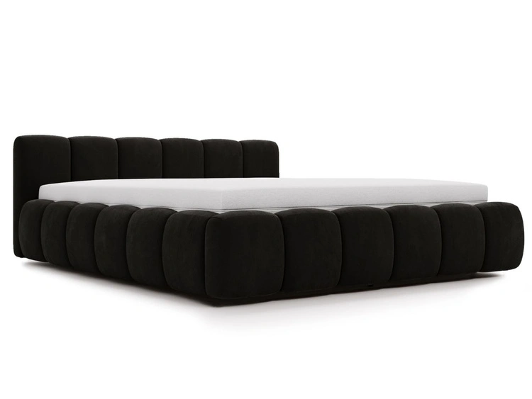 Polsterbett ohne Bettkasten mit Lattenrost 200x200 Cloud Low aus Samtstoff Schwarz