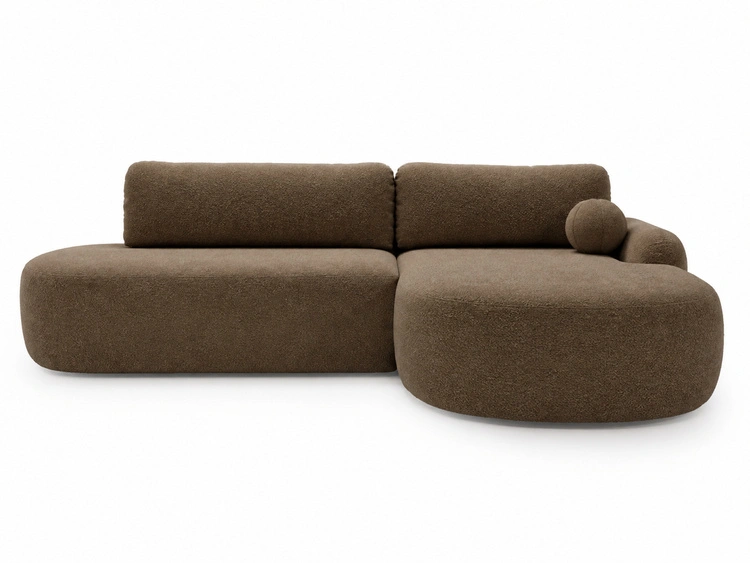 Ecksofa L-Form Rechts mit Schlaffunktion und Bettkasten Aurio O Braun