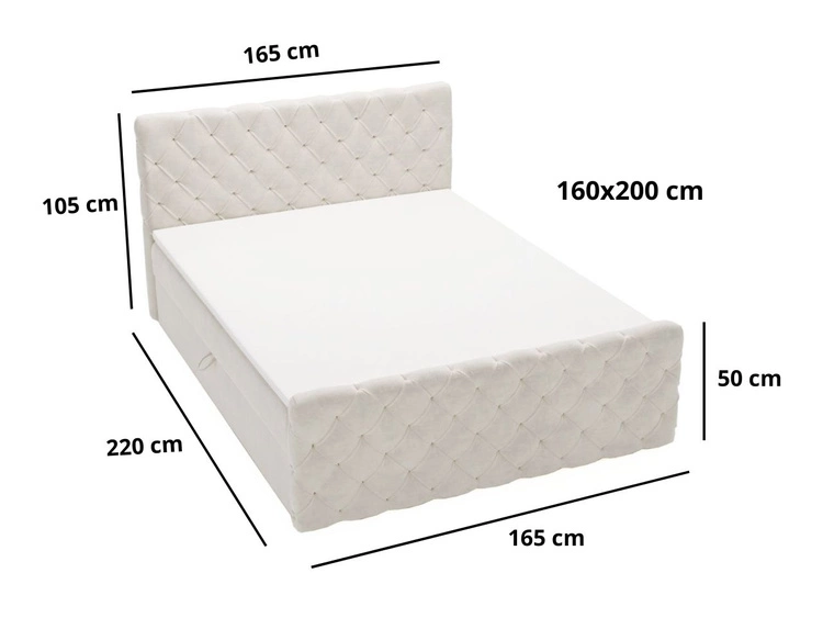 Boxspringbett mit Bettkasten 160x200 Lunaris Grau