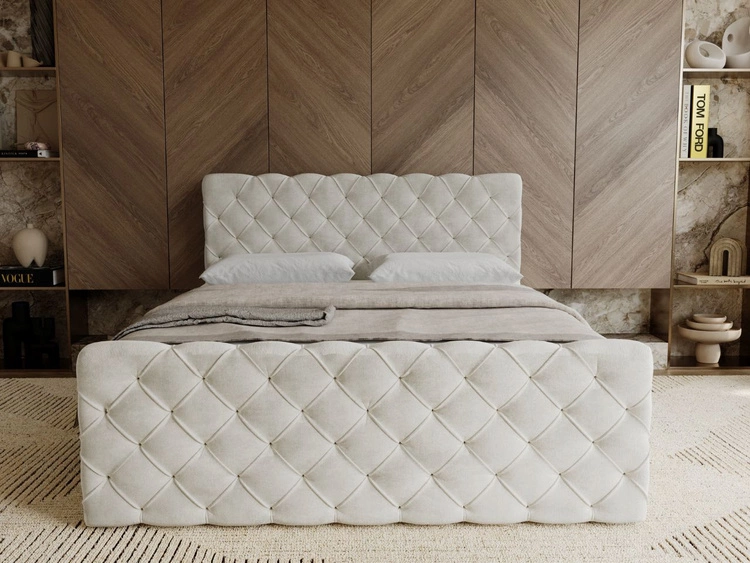 Boxspringbett mit Bettkasten 140x200 Lunaris Creme
