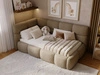 Gepolstertes Jugend-Einzelbett mit Bettkasten und Lattenrost 90x200 Modo One Rechts Braun