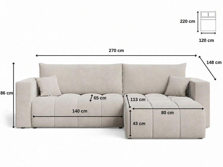 Ecksofa L-Form mit Schlaffunktion und Bettkasten Neva Bouclé-Stoff Grau