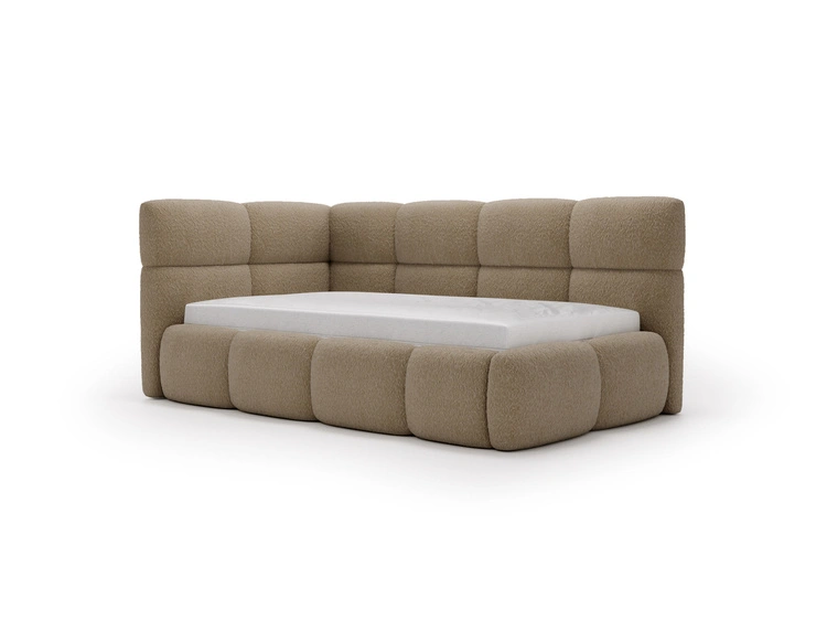 Gepolstertes Jugend-Einzelbett mit Bettkasten und Lattenrost 90x200 Modo One Rechts Braun