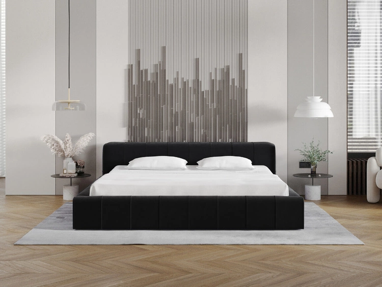 Polsterbett mit Bettkasten und Lattenrost 160x200 Lipari Schwarz