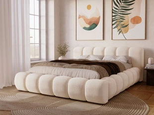 Polsterbett mit Bettkasten und Lattenrost 160x200 Doria Creme