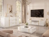 Wohnzimmer-Set mit goldenen Griffen im Glamour-Stil Lunelie Weiß Hochglanz
