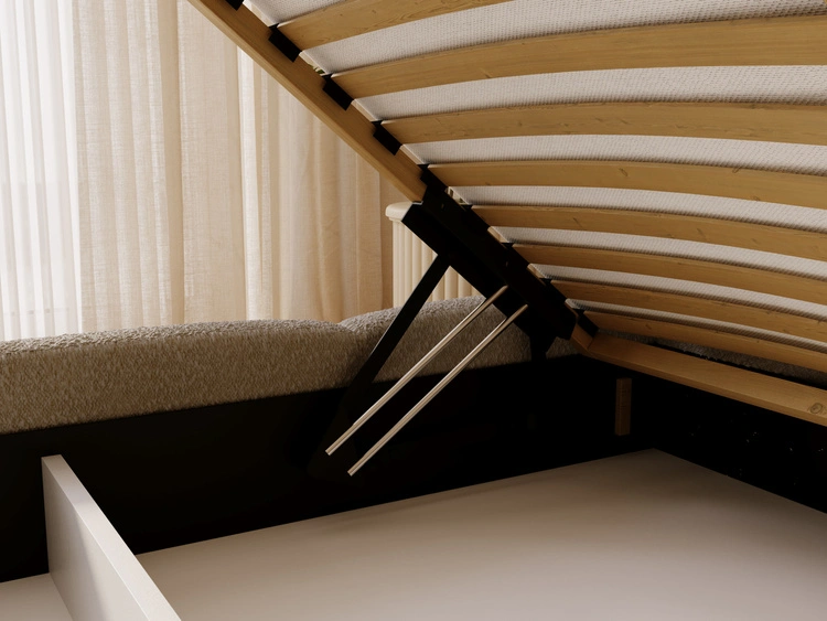 Polsterbett mit Bettkasten und Bettrost 200x200 Sweet Low Dunkelbeige